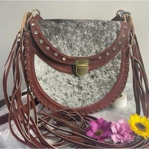 Leather cow hide bag